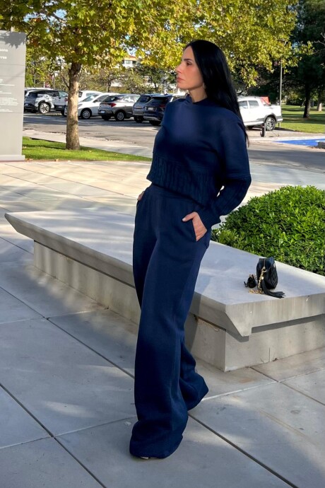 Pantalon wide leg con cintura alta Joaquina Azul