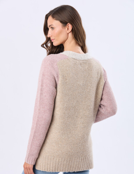 CARDIGAN TEJIDO COMBINADO Rosa