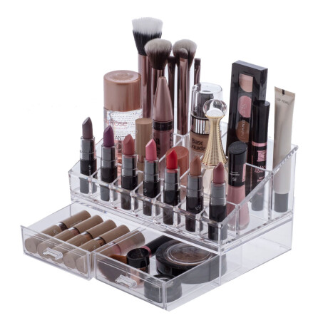 Organizador de Cosméticos Maquillaje Elegance Símil Cristal Transparente