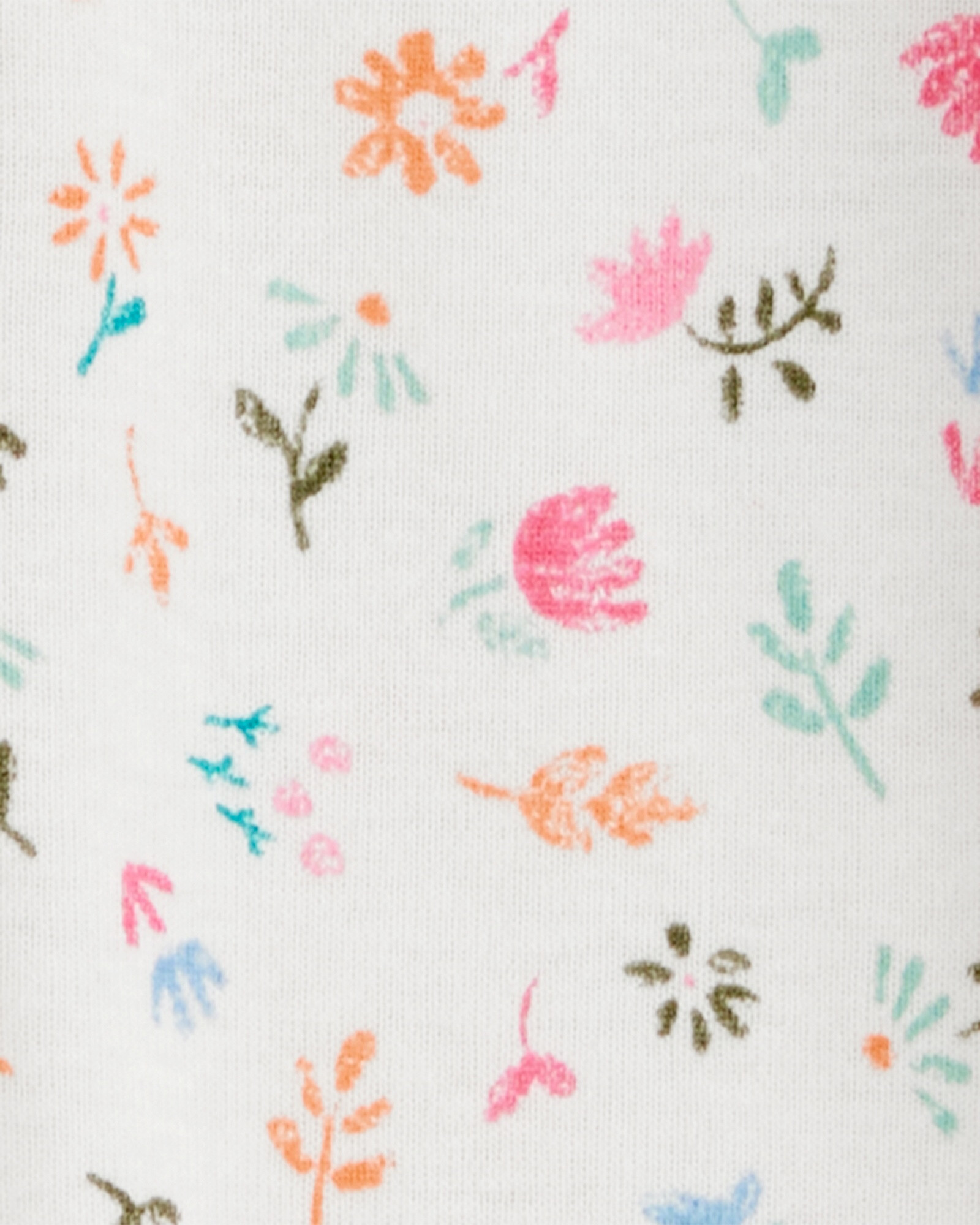 Pijama una pieza de algodón, con pie, diseño floral Sin color