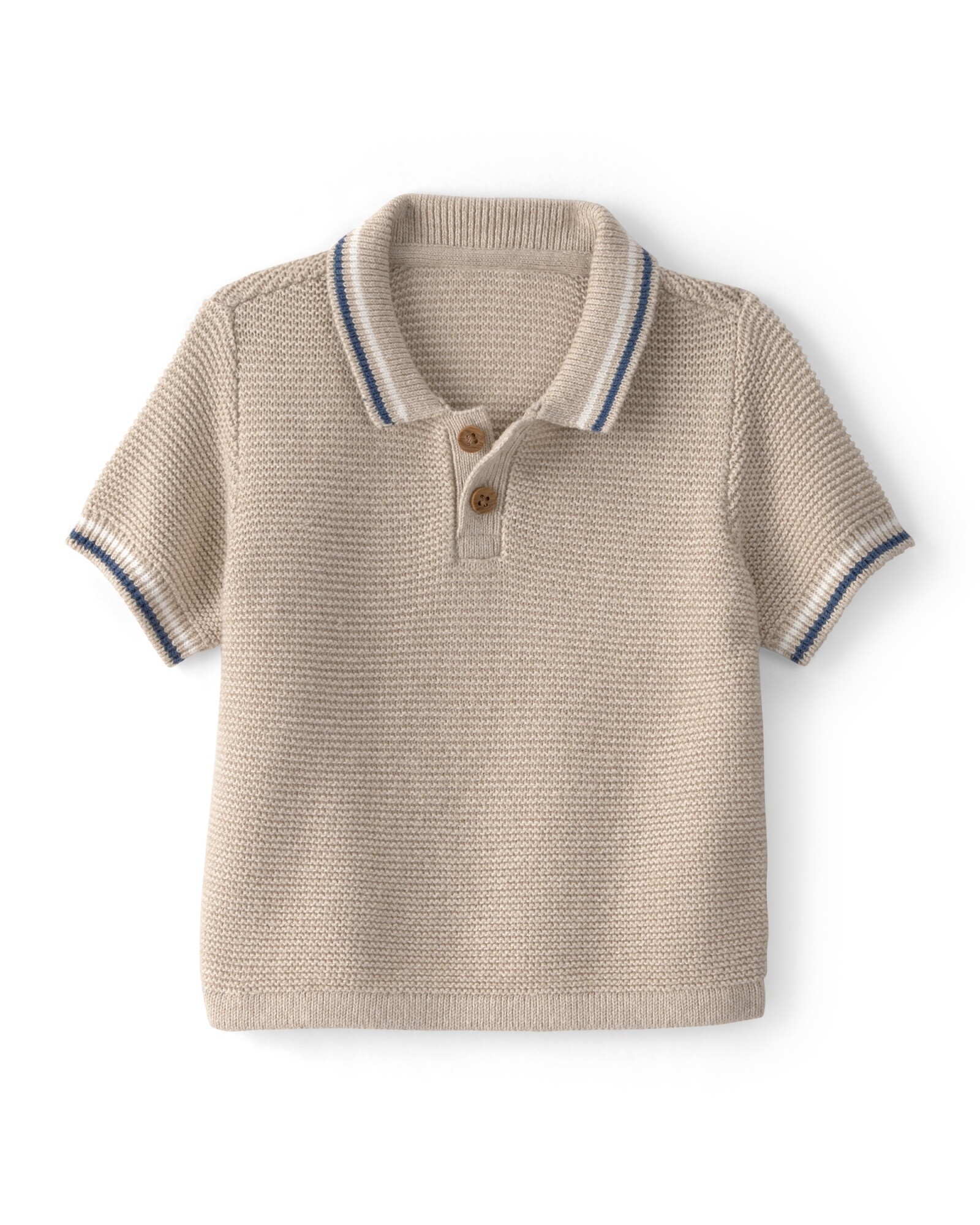 Remera polo de algodón, manga corta, beige Sin color