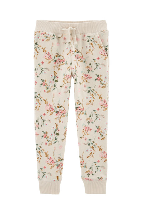 Pantalón deportivo de algodón, diseño floral Sin color