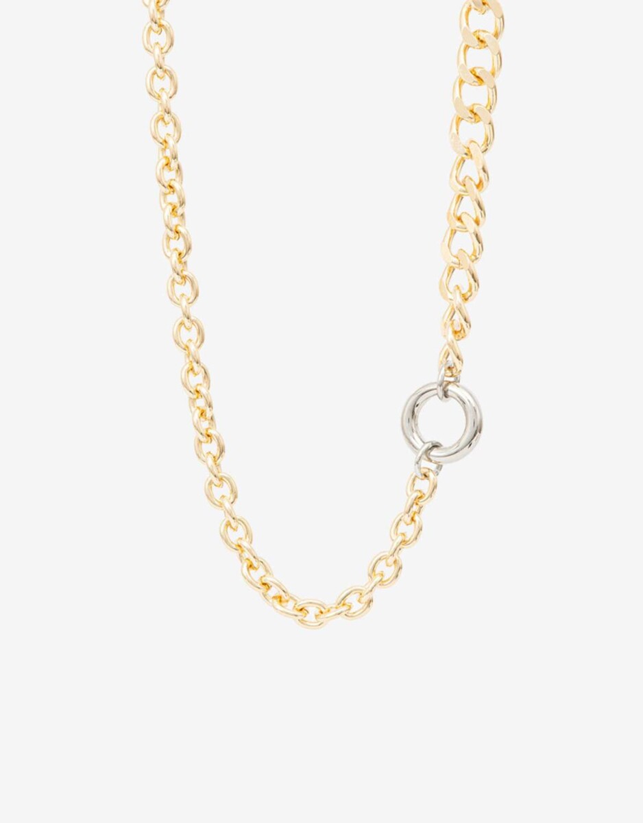 Collar Largo De Metal Biplating - Combinacion Bicolor 