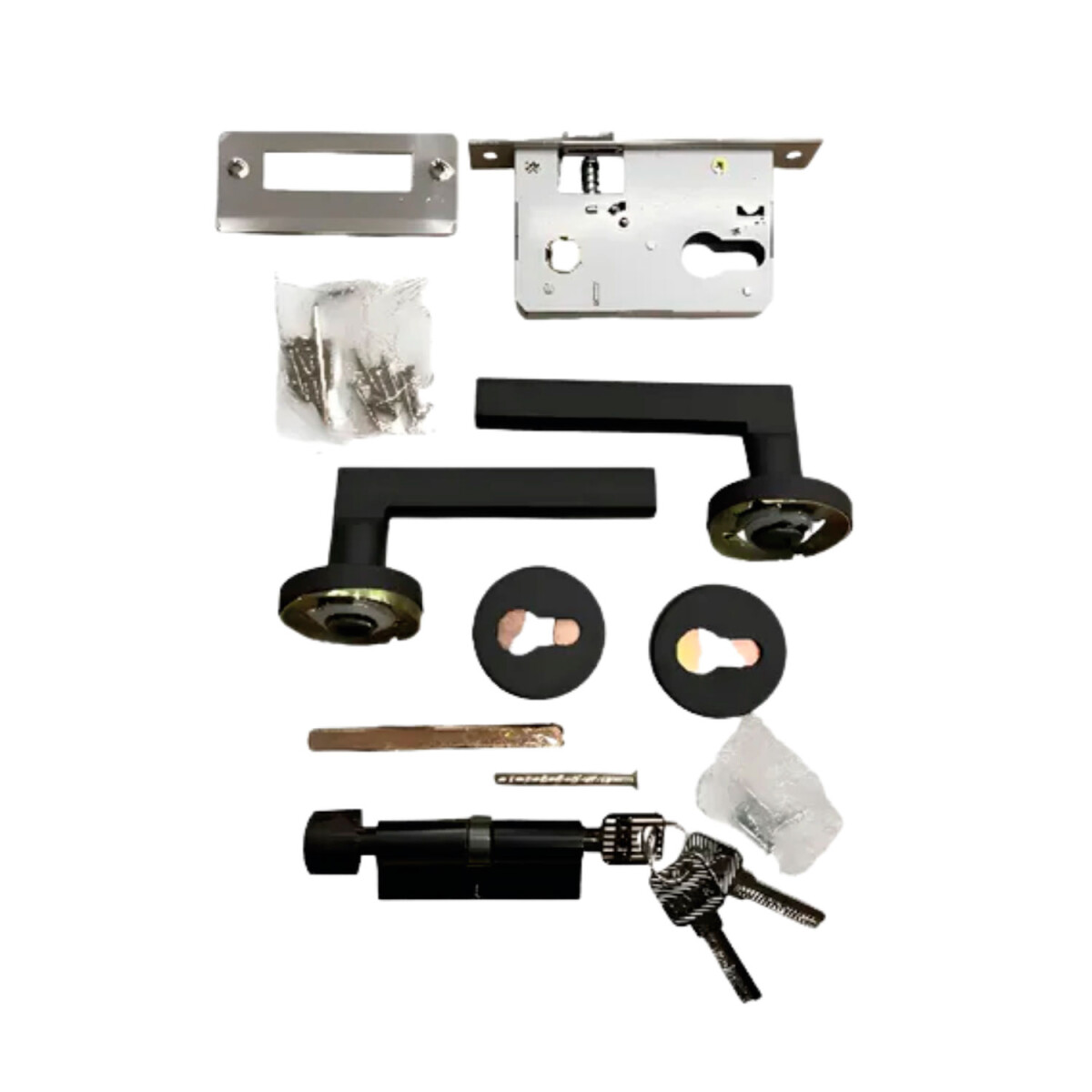 Cerradura Puerta Interior Metal Con 3 Llaves Lumax - Negro 