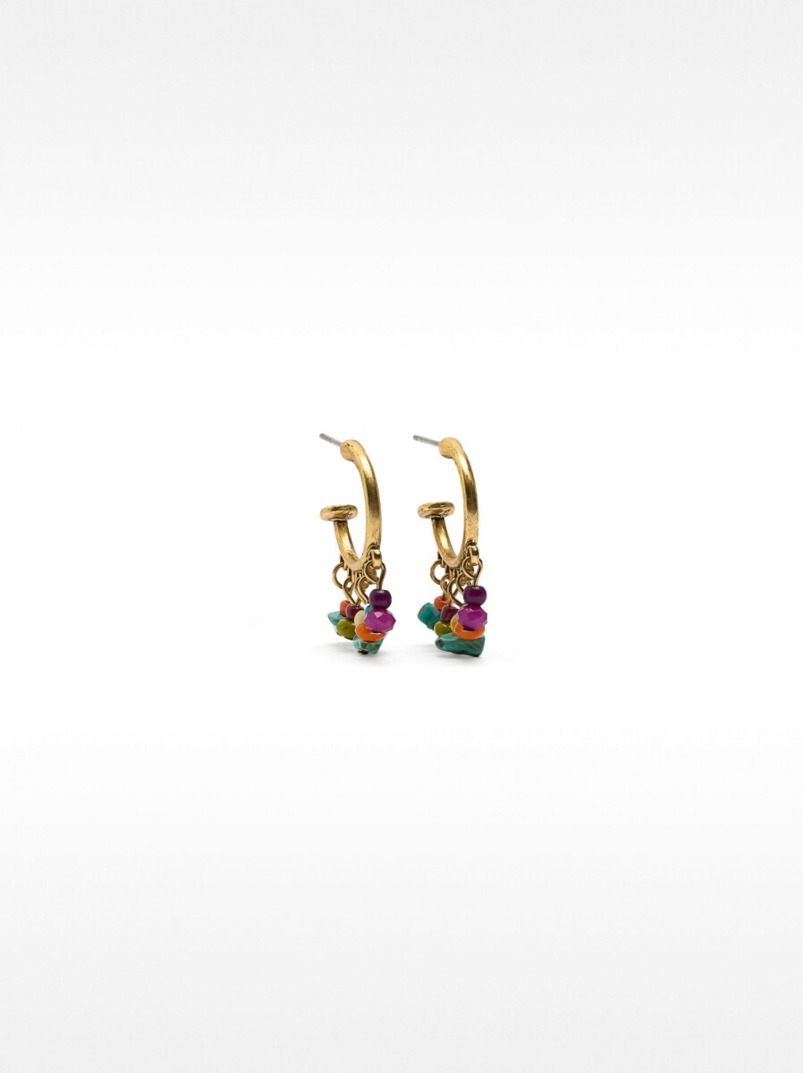 Pendientes De Aro Abiertos Con Piedras - multicolor 