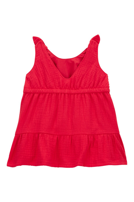 Vestido de algodón, con lazos, rojo Sin color