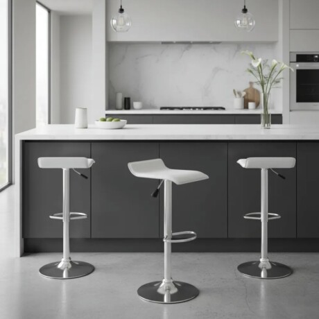 Taburete Kira Pack 4 unidades Rectangular Para Bar Diseño Moderno Blanco