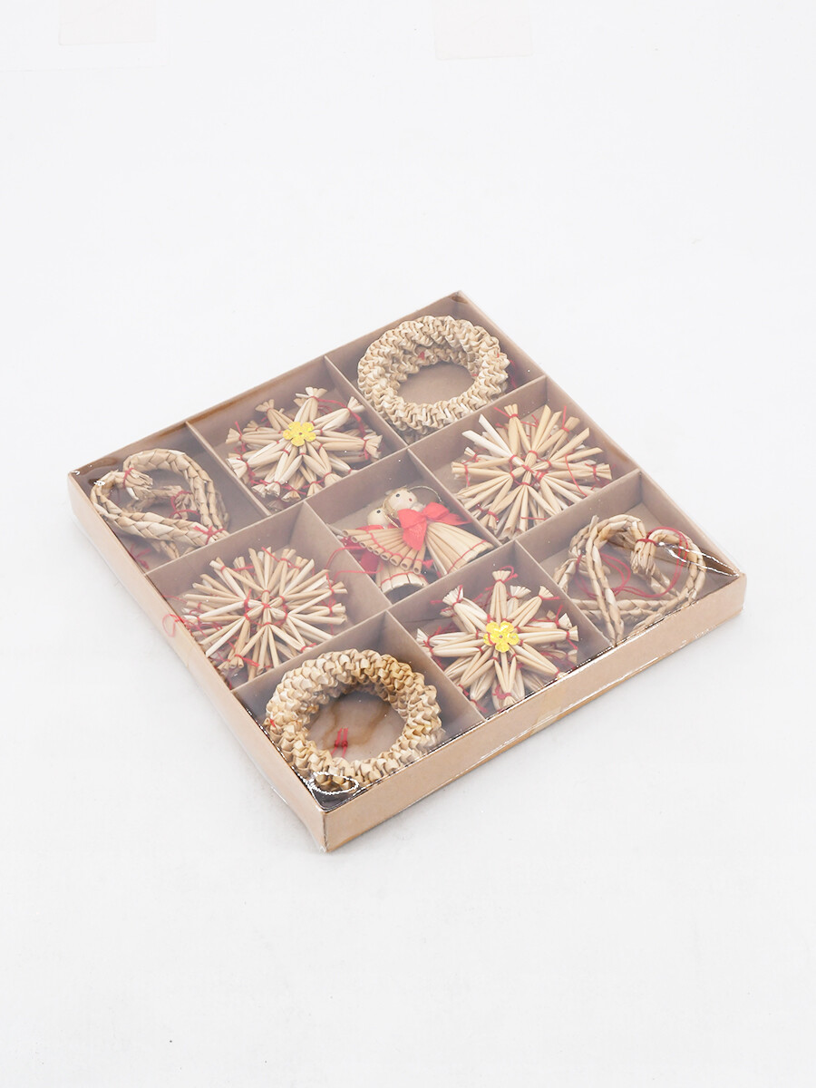 ADORNO COLGANTE RUSTICO 26 PCS - BEIGE 