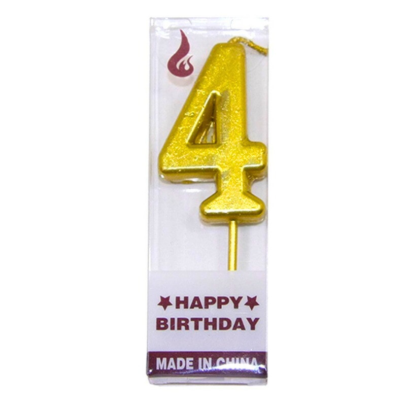 Vela de Numero Dorada CUATRO