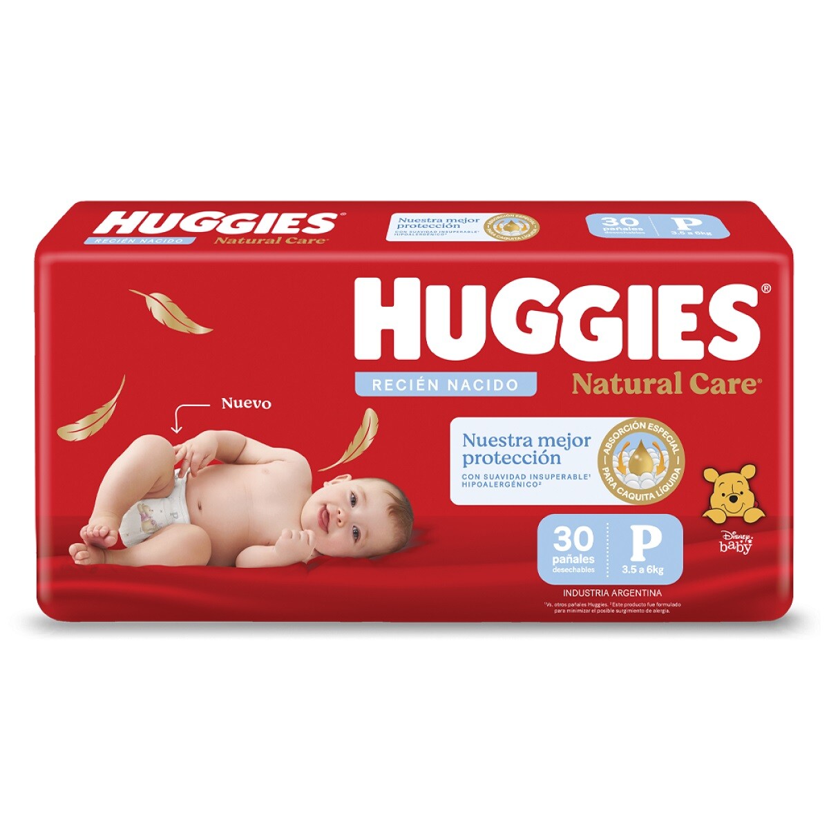 Pañales Huggies Natural Care Talle P 30 Uds. 