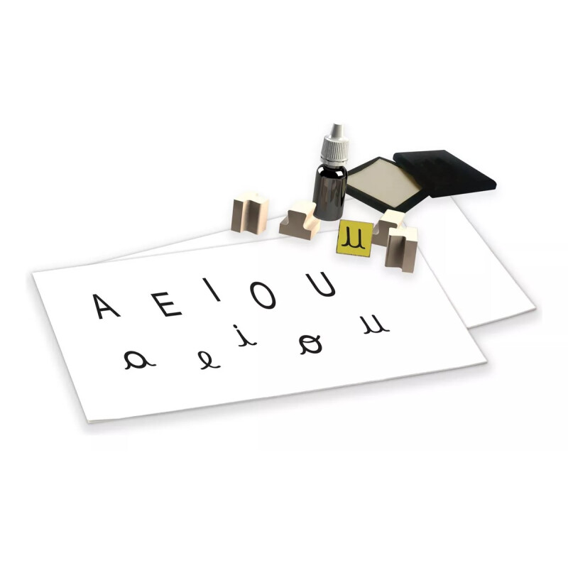 Sellos de letras vocales x10, XALINGO en caja Sellos de letras vocales x10, XALINGO en caja