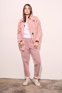 Sobrecamisa Rayas Y Bordado Rojo