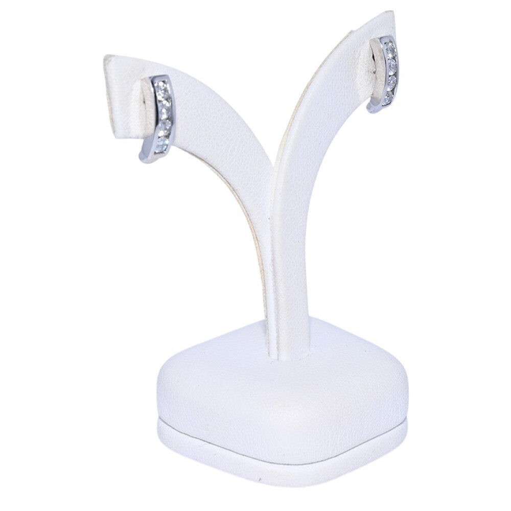 Caravanas Oro 18 k blanco y brillantes Caravanas Oro 18 k blanco y brillantes