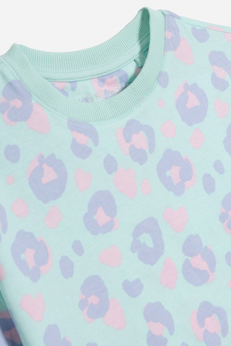 T-shirt animal print VERDE AGUA
