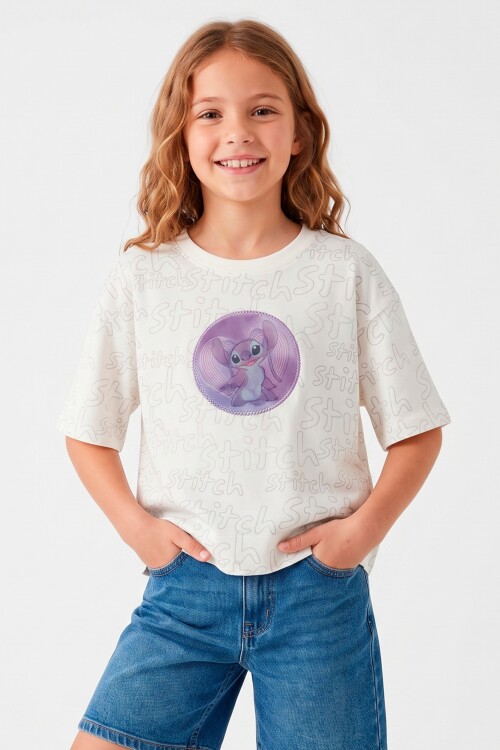 Remera m/c niña STITCH CRUDO