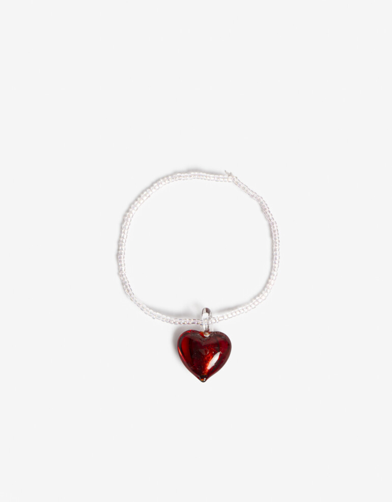 Pulseras Flexibles Con Dijes Pulsera Flexible Beads Y Corazón - Dorado