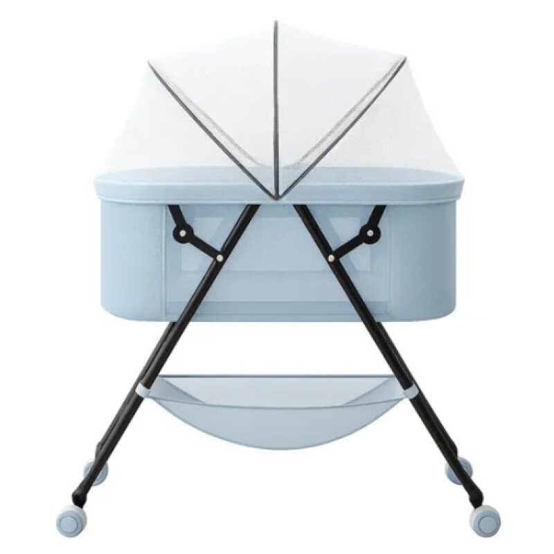 Cuna Moisés TOKIO Con Mosquitero Y Ruedas Infantil Bebe Celeste