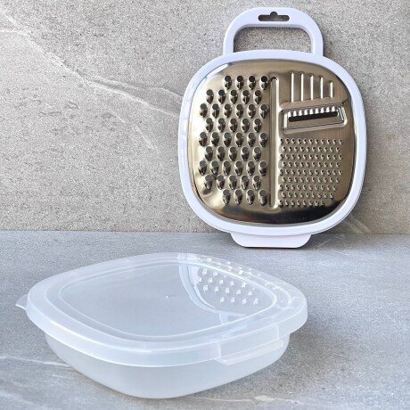 Rallador Blanco Con Recipiente Acero Inoxidable Largo 20cm x Ancho 20cm x Alto 6cm Rallador Blanco Con Recipiente Acero Inoxidable Largo 20cm x Ancho 20cm x Alto 6cm