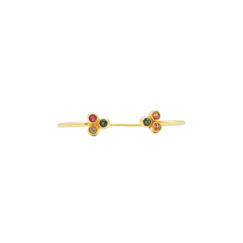 Brazalete Sikar-Plata Rodinada con micra oro 18k-Piedra Turmalina multicolor-BR2003 Conpiedra