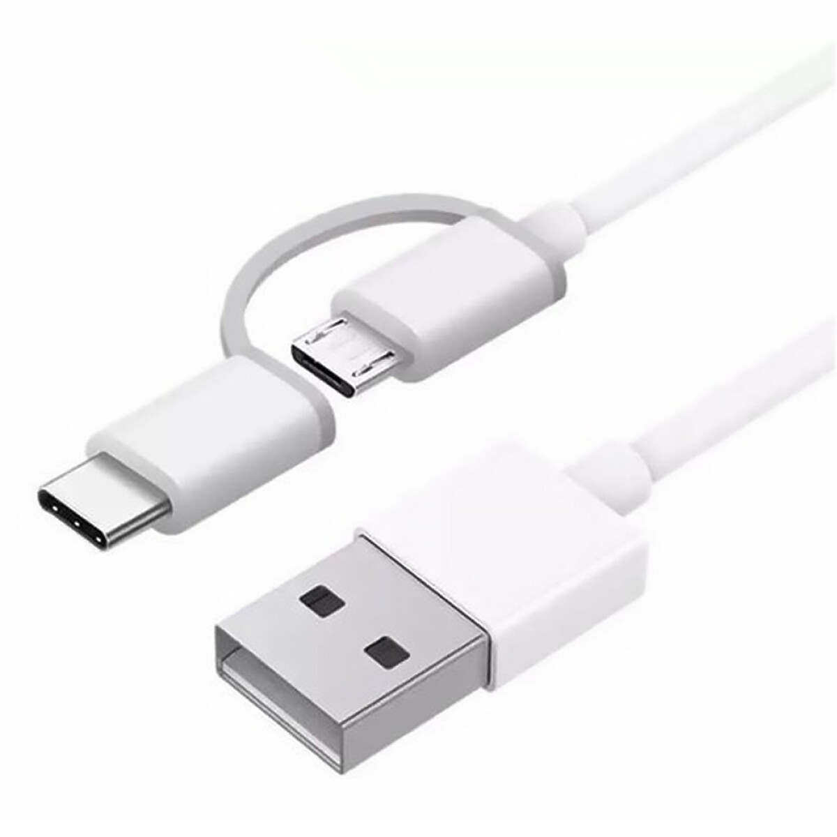 CABLE 2-IN-1 MICRO USB TO USB C 1M Blanca