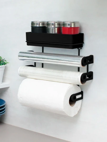 ORGANIZADOR COCINA CON PORTA CONDIMENTOS NEGRO