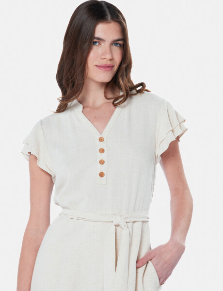 VESTIDO DE LINO Beige