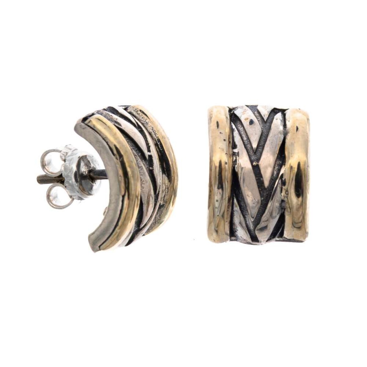 Par de caravanas de plata 925 y double en oro - 18 ktes 