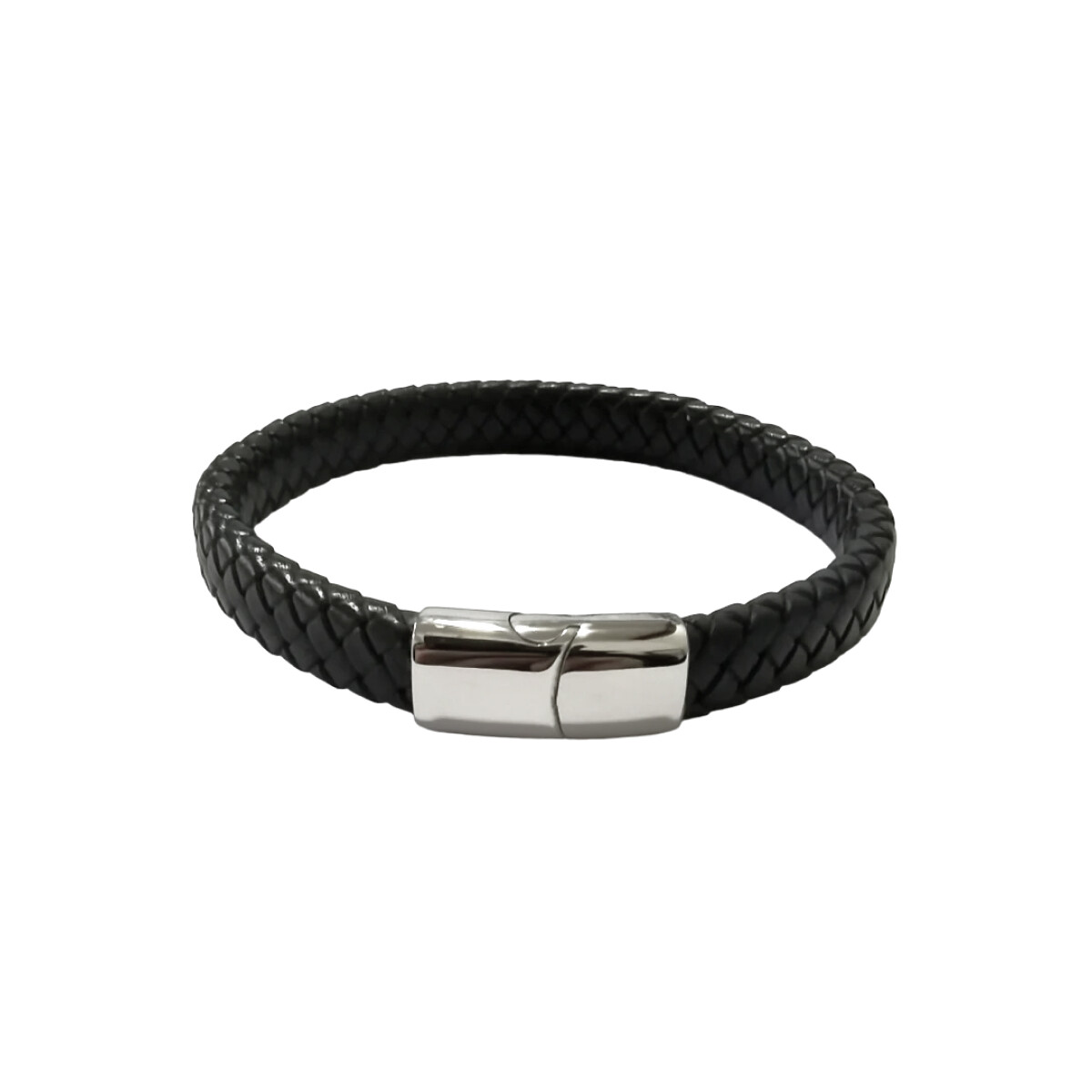 Pulsera cuerina negra soga 