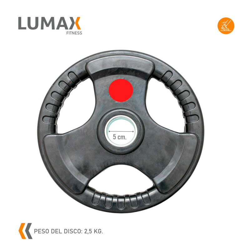 Disco Pesa Olímpica Recubierta Lumax con 3 Agarres 2,5KG Disco Pesa Olímpica Recubierta Lumax con 3 Agarres 2,5KG