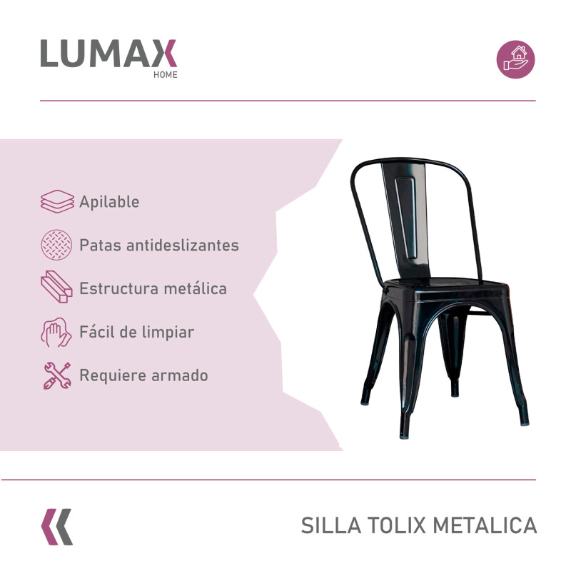 Pack 6 Sillas Tolix Lumax Varios Colores Living Comedor Negro