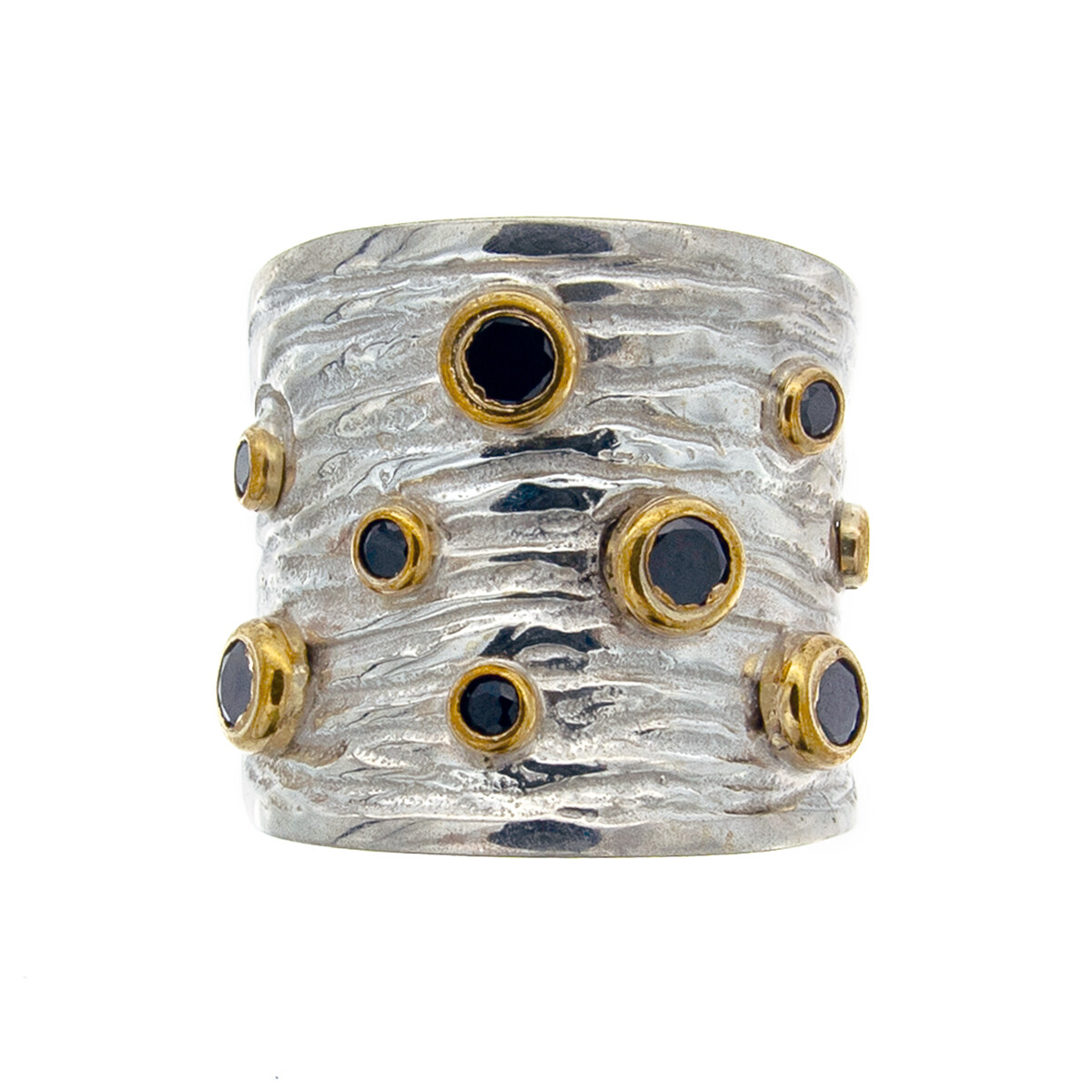 Anillo de plata 925, double en oro 18 ktes y circonias. 