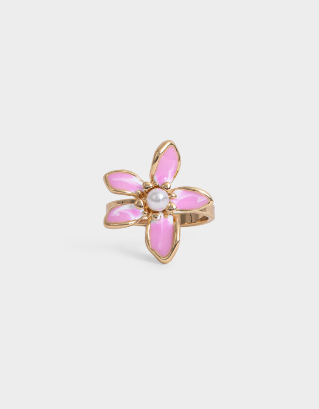 Anillos Medianos y Grandes Con flores Anillo Metal Con Flor - Dorado