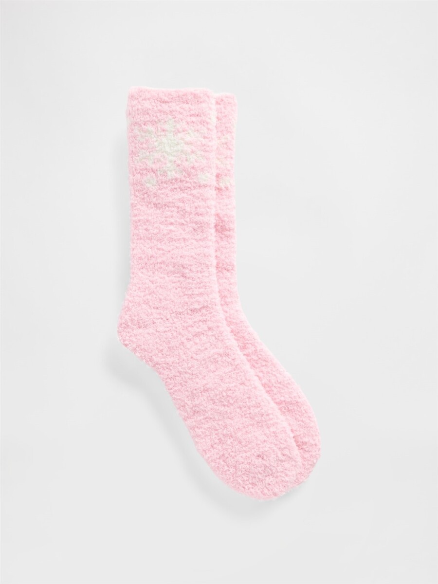 Medias Cozy Mujer - Oatmeal Pink Snowflake 