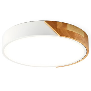 Plafón Led Techo 30cm Metal Madera Luz Fría 24w Moderno Ax Color Blanco