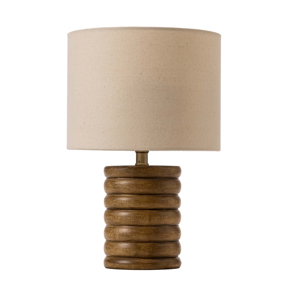 LAMPARA DE MESA MADERA NATURAL-BEIGE Q5R2