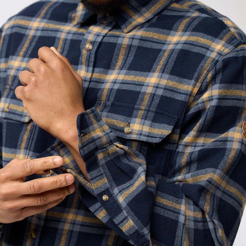 Camisa Fjallraven Ovik Heavy Flannel Shirt M Hombre Dark Navy-buckwheat Brown