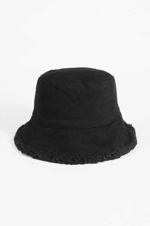 Gorro bucket reversible corderito pana negro