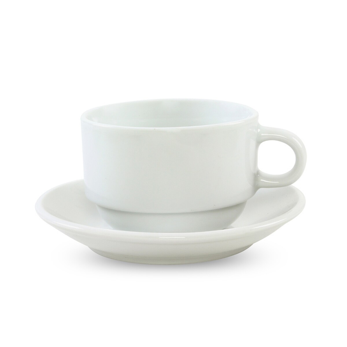 Taza de te 230ml c/ Plato Porcelana Blanca x6 Selecta 