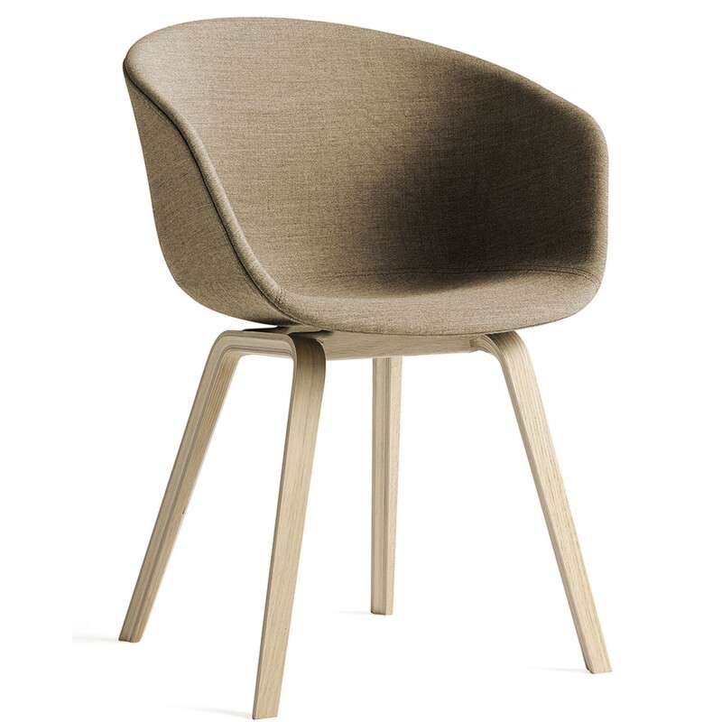 Sillas de comedor Eames con apoyabrazo tapizado Marrón