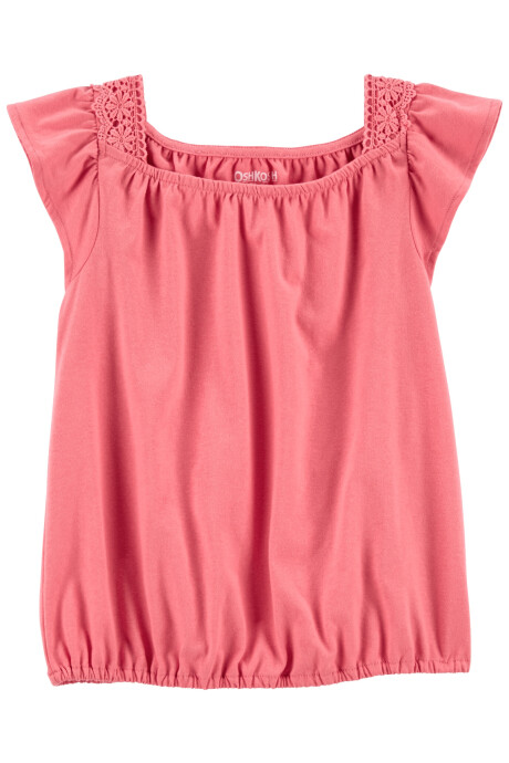 Blusa de algodón mangas con volados y broderie Sin color