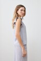 Blusa de lino con vivo metálico gris melange