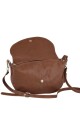 Morral de cuero con solapa Marrón