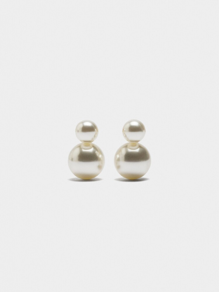 Pendientes Cortos De Perlas blanco