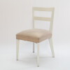 SILLA BAJA - LACA BLANCA - TELA BEIGE RUSTICA CON RAYAS SILLA BAJA - LACA BLANCA - TELA BEIGE RUSTICA CON RAYAS