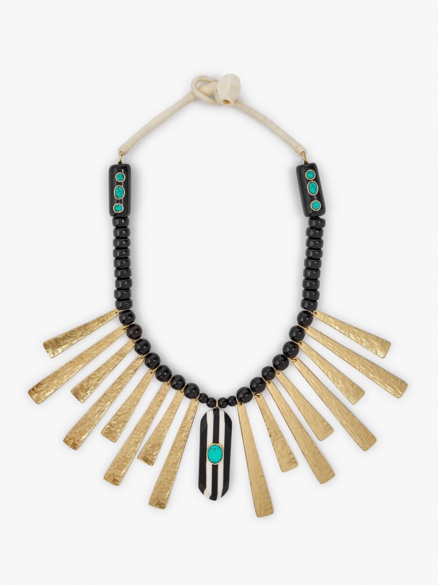 Collar Corto Con Cuentas Y Barras negro