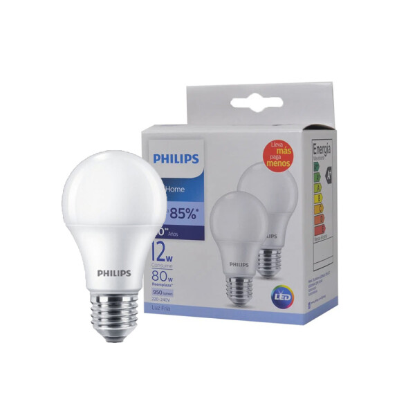 Kit x 2 LED bulbo opal E27 12W 950Lm luz fría L27308A