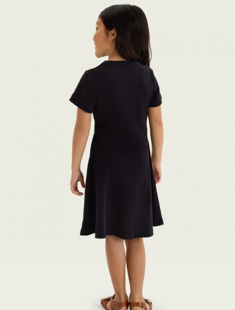VESTIDO CORTO EN TELA ACANALADA LISO NEGRO