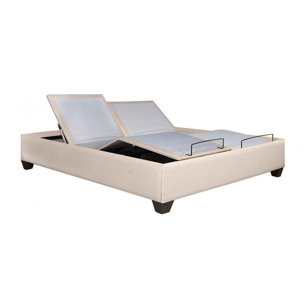 CAMA ARTICULADA QUEEN MDF-Y-TELA NATURAL-BEIGE AJUSTABLE VENEZA