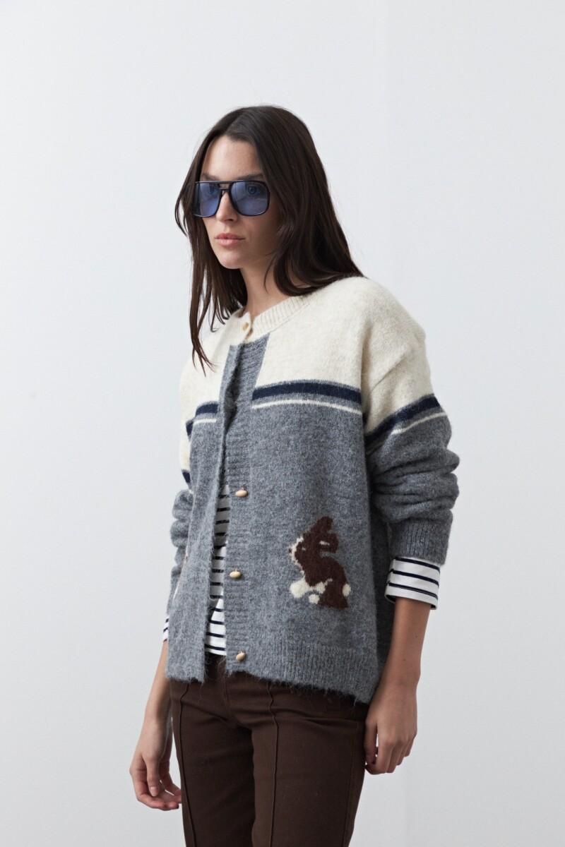 CARDIGAN RABBIT Gris Melange
