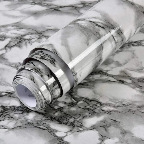 Papel Adhesivo Empapelar Lavable Símil Mármol 60 Cm Variante Mármol Oscuro